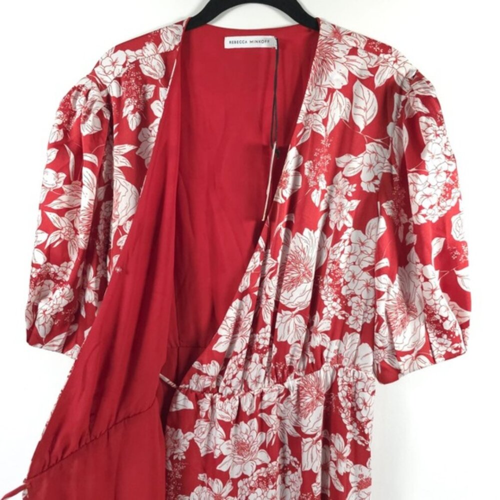 NWT REBECCA MINKOFF Mary Wrap Up Tie‎ Floral Flowy Midi Dress MEDIUM - Picture 10 of 14